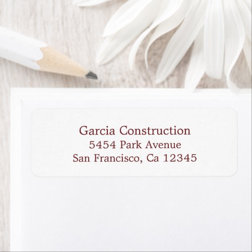 Classic Simple Burgundy Return Address Label