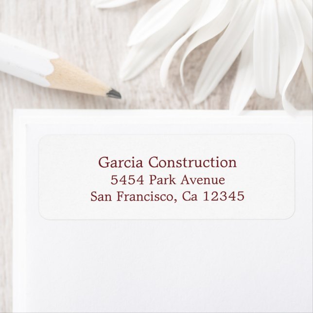 Classic Simple Burgundy Return Address Label (Insitu)