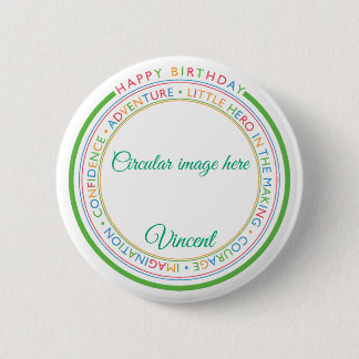 Classic Simple Custom Photo Happy Birthday  Button