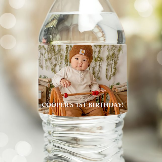 Classic Simple Custom Photo Water Bottle Label (Creator Uploaded)
