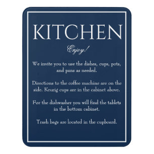 Classic Simple Dark Blue Kitchen Sign