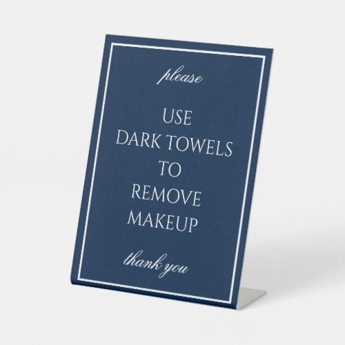 Classic Simple Dark Blue Makeup Towel Counter Sign