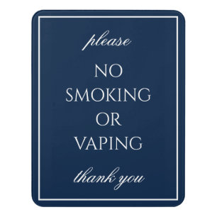 Classic Simple Dark Blue No Smoking Sign
