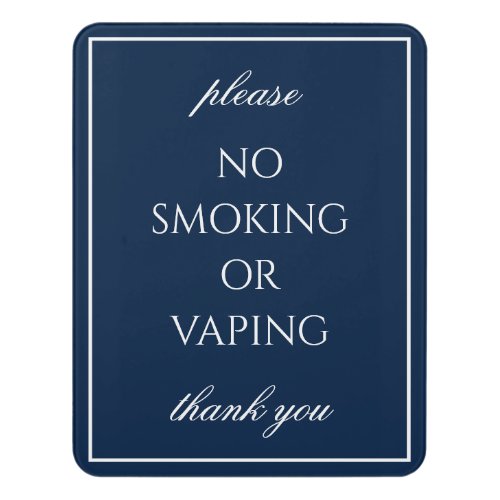 Classic Simple Dark Blue No Smoking Sign