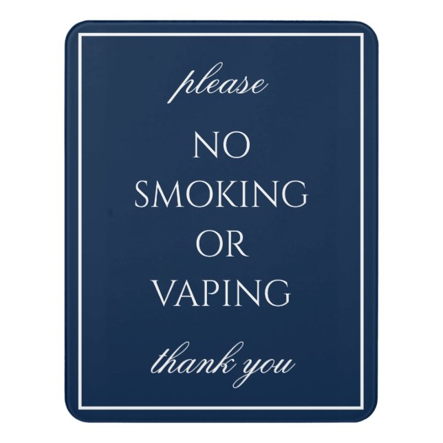 Classic Simple Dark Blue No Smoking Sign (Contemporary Vert)