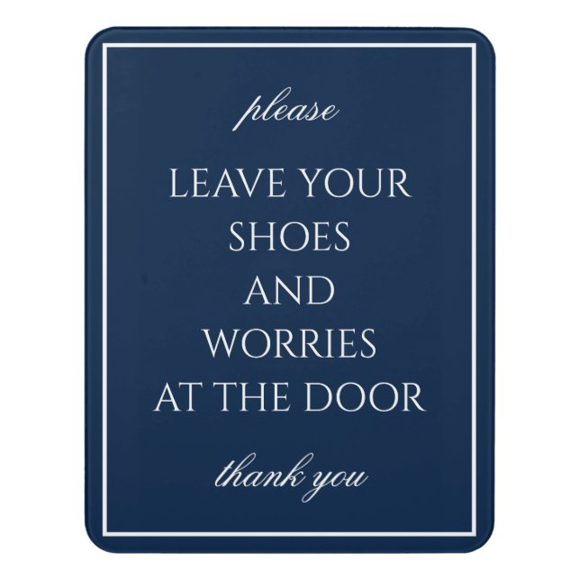 Classic Simple Dark Blue Remove Shoes Sign (Contemporary Vert)