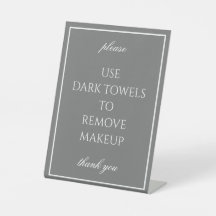 Classic Simple Dark Gray Makeup Towel Counter Sign