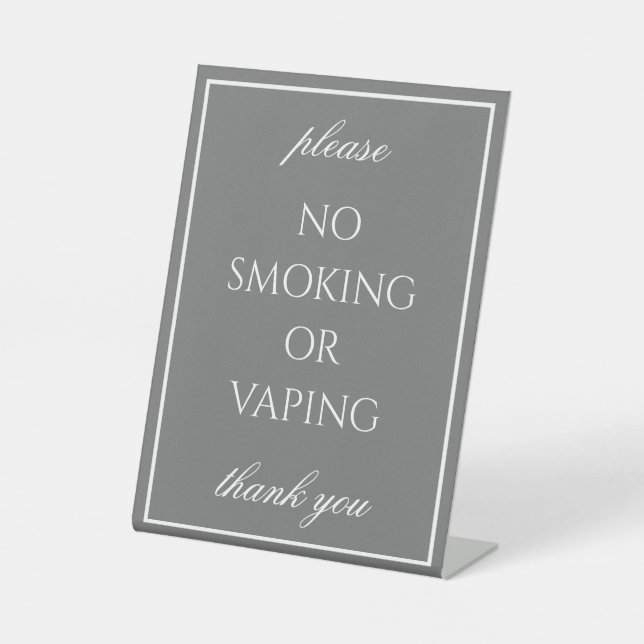Classic Simple Dark Gray No Smoking Tabletop Sign (Front)