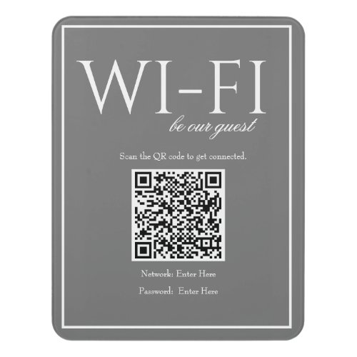 Classic Simple Dark Gray Wi_Fi QR Code Guest Sign