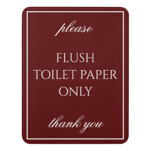 Classic Simple Deep Red Bathroom Septic Sign