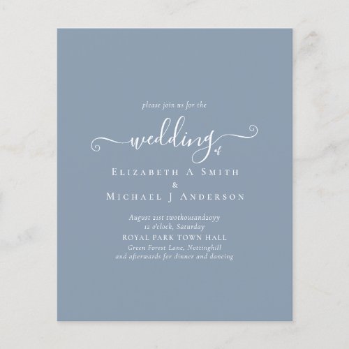 Classic Simple DUSTY BLUE Wedding Budget Flyer