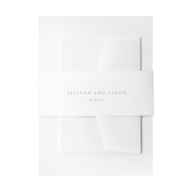 Classic Simple Dusty Blue Wedding Invitation  Belly Band (Front Example)