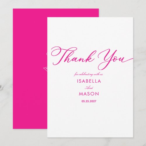 Classic simple electric fushsia thank you card