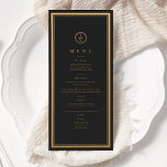 Classic Simple Elegance Gold Black Wedding Menu<br><div class="desc">A simple yet classy and elegant wedding menu card with faux gold border for couples who want a timeless design. All text and colors are fully customizable to suit your needs.</div>