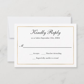 Classic Simple Elegance Gold Border Rsvp by Oasis_Landing at Zazzle