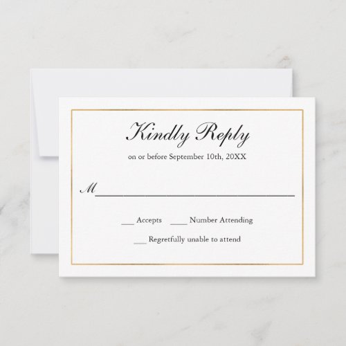 Classic Simple Elegance Gold Border RSVP