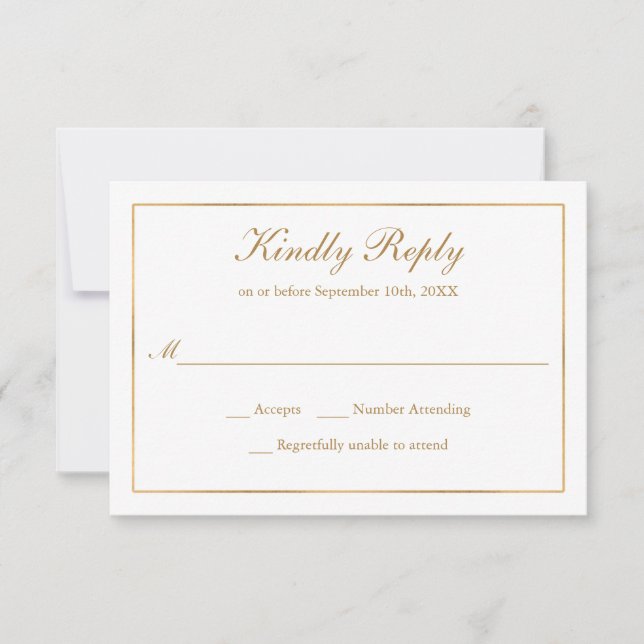 Classic Simple Elegance Gold RSVP Card (Front)