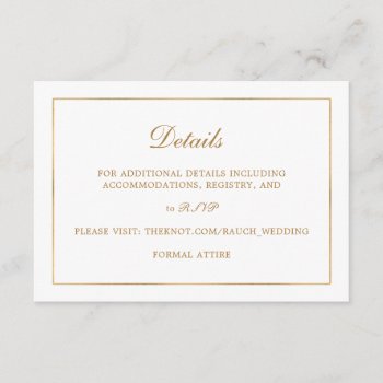 Classic Simple Elegance Gold Wedding Info Details Enclosure Card by Oasis_Landing at Zazzle