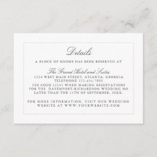 Classic Simple Elegance Wedding Info - Details Enclosure Card