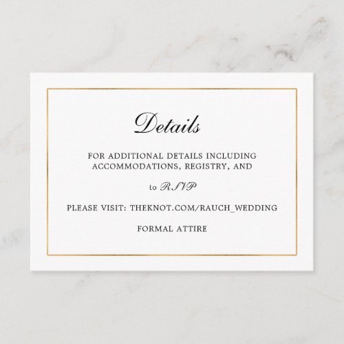 Classic Simple Elegance Wedding Info _ Details Enclosure Card