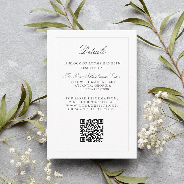 Classic Simple Elegance Wedding Info - Details Enclosure Card (Creator Uploaded)