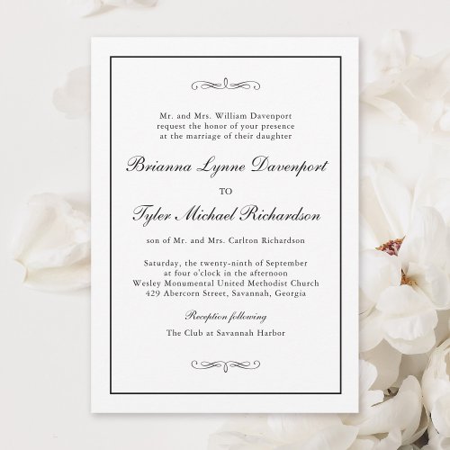 Classic Simple Elegance Wedding Invitation