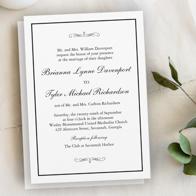 Classic Simple Elegance Wedding Invitation (Creator Uploaded)
