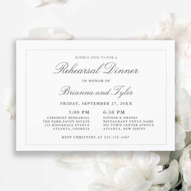Classic Simple Elegance Wedding Rehearsal Dinner Invitation (Available in both printed and instant download digital formats.
)