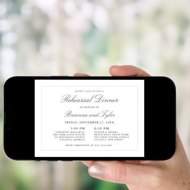 Classic Simple Elegance Wedding Rehearsal Dinner Invitation (Front Digital)