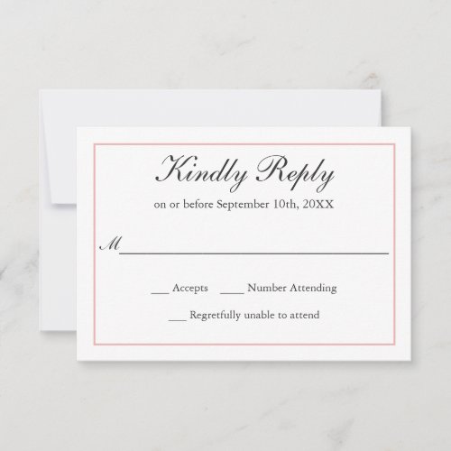 Classic Simple Elegance Wedding RSVP Blush Border