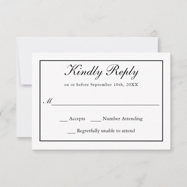 Classic Simple Elegance Wedding RSVP Card (Front)