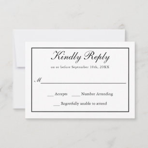 Classic Simple Elegance Wedding RSVP Card