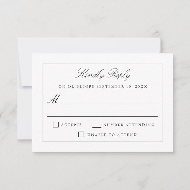 Classic Simple Elegance Wedding RSVP Card (Front)