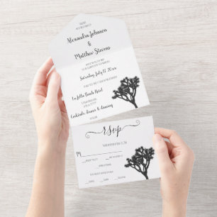 Classic Simple Elegant B&W Joshua tree Silhouette All In One Invitation