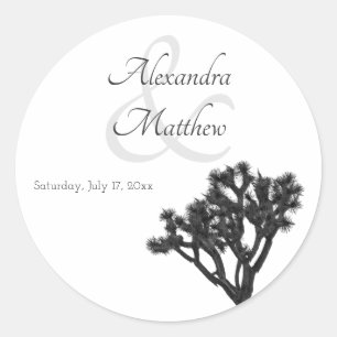Classic Simple Elegant B&W Joshua tree Silhouette Classic Round Sticker