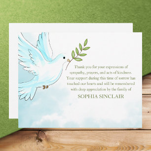 Classic Simple Elegant Dove Memorial Bereavement Note Card