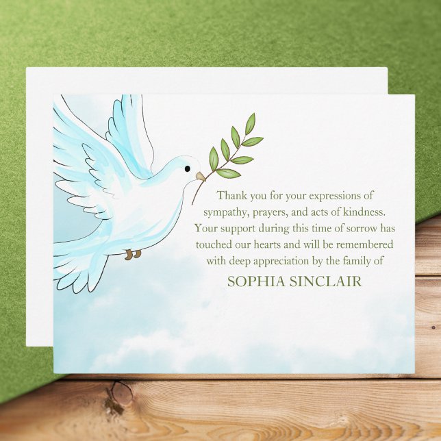 Classic Simple Elegant Dove Memorial Bereavement Note Card (Creator Uploaded)