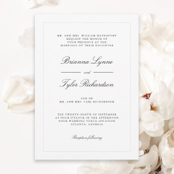 Classic Simple Elegant Formal Wedding Invitation by Oasis_Landing at Zazzle