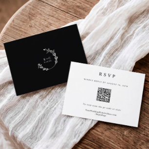 Classic Simple Elegant Modern Wedding QR Code RSVP Card