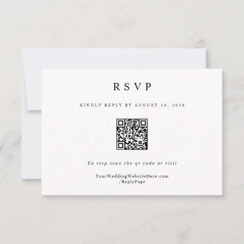 Classic Simple Elegant Modern Wedding QR Code RSVP Card