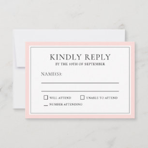 Classic Simple Elegant RSVP Blush Pink Edging