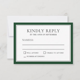 Classic Simple Elegant RSVP Forest Green Edging Card