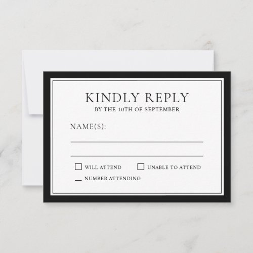 Classic Simple Elegant RSVP with Black Edging