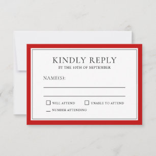 Classic Simple Elegant RSVP with Red Edging Card
