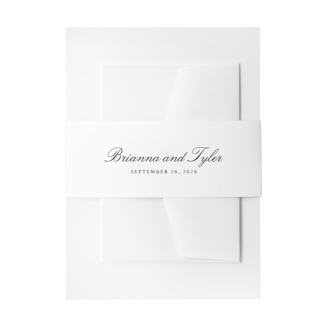 Classic Simple Elegant Script Wedding Invitation Belly Band (Front Example)