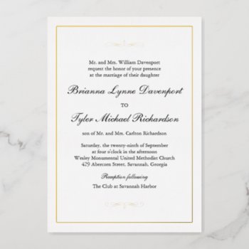 Classic Simple Elegant Wedding Foil Invitation by Oasis_Landing at Zazzle