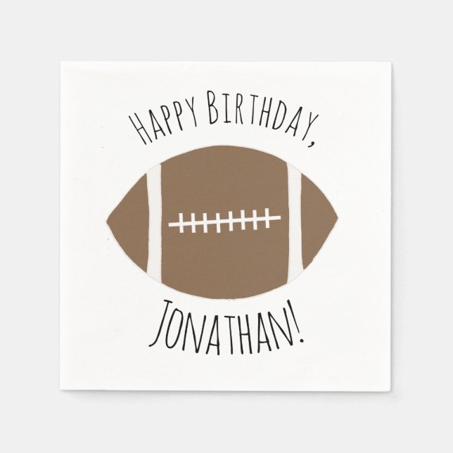 Classic Simple Football Happy Birthday Napkins (Front)