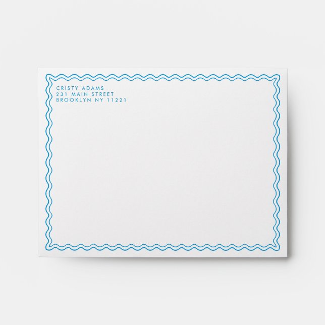 Classic Simple Formal Blue Wave Border Envelope (Front)