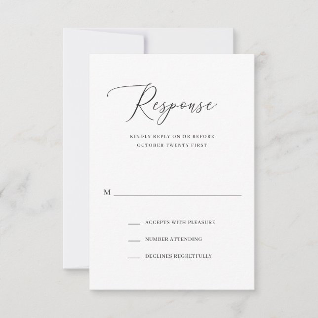 Classic Simple Formal Elegant Wedding RSVP Card (Front)