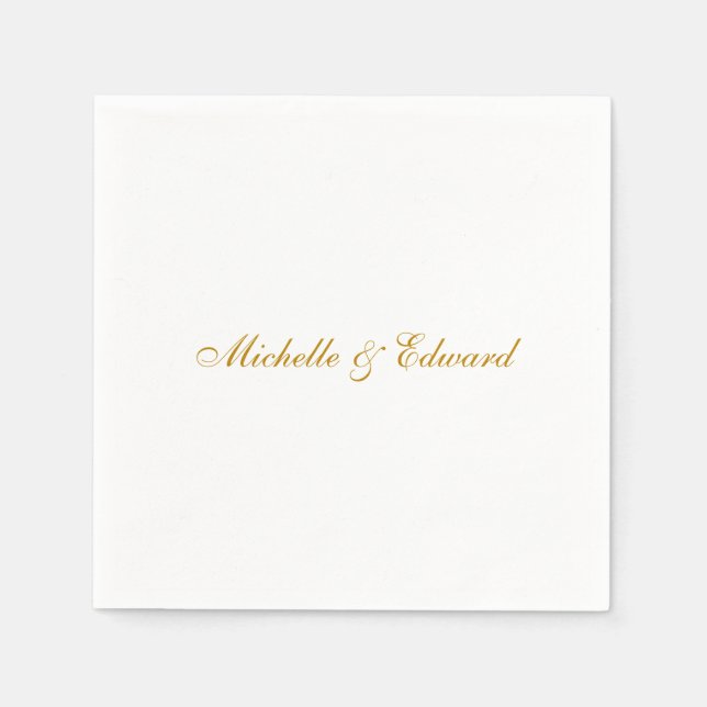 Classic Simple Gold Script Wedding Paper Napkins (Front)